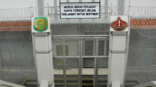 Pintu masuk Lembaga Pemasyarakatan di Nusakambangan, Cilacap, Jawa Tengah.