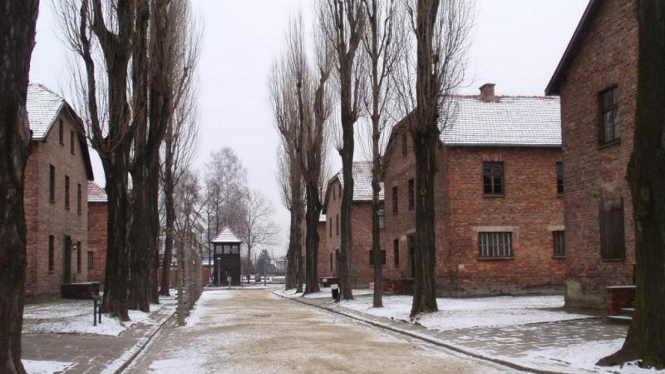 Blok Bangunan Kamp Konsentrasi Auschwitz di Polandia.