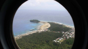 Ilustrasi/Pulau paling utara, Pulau Miangas, Talaud, dilihat dari udara