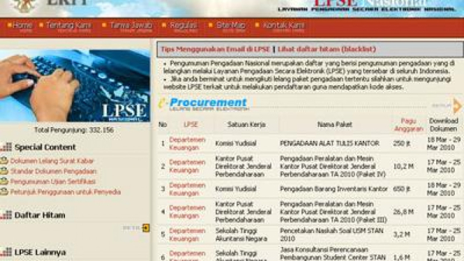 Situs Lembaga Kebijakan Pengadaan Barang/Jasa Pemerintah.