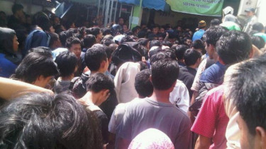 Suasana di luar ruang sidang pengadilan khusus tilang di Pengadilan Negeri Jakarta Selatan.