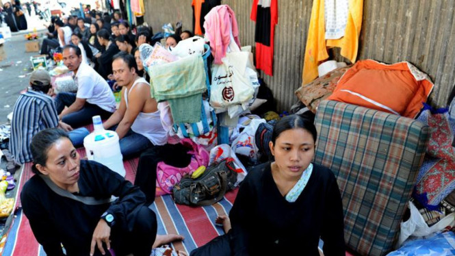 Sejumlah tenaga kerja wanita asal Indonesia yang terlantar di Arab Saudi beberapa waktu lalu.