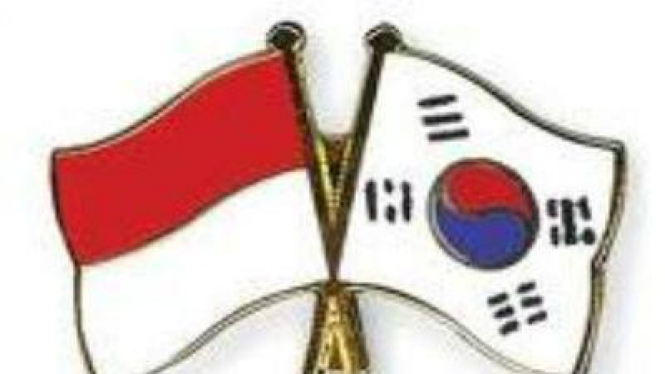 Bendera Indonesia dan Korea Selatan