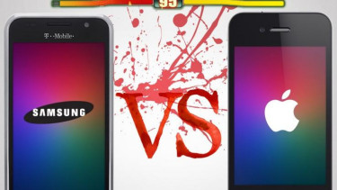 Ilustrasi perang Samsung vs Apple.