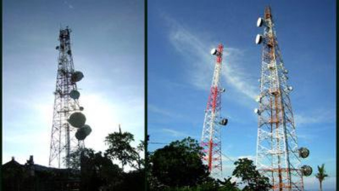 Ilustrasi sejumlah menara perusahaan telekomunikasi.