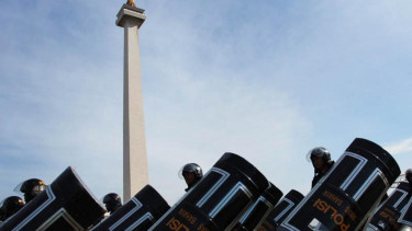 Ilustrasi apel kepolisian di Monas, Jakarta.