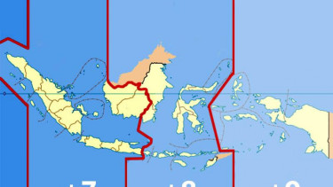 Peta indonesia tiga zona waktu.