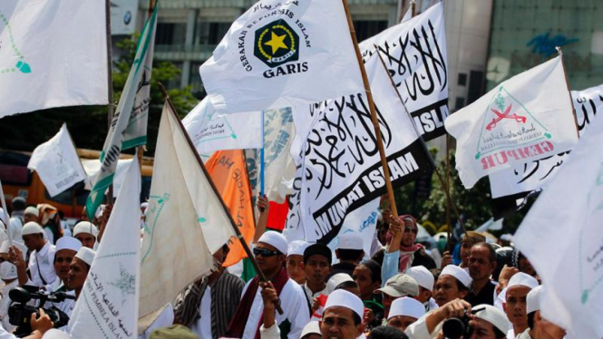 Ilustrasi ormas Islam yang tengah menggelar demonstrasi.
