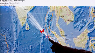 Peta lokasi episentrum gempa bumi Sumatra 11 April 2012