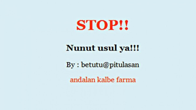 Laman Kementerian Pertanian yang diretas 
