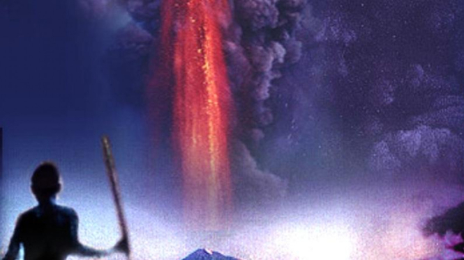 Ilustrasi letusan Gunung Toba di Sumatera Utara.