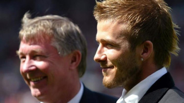 Sir Alex Ferguson dengan David Beckham