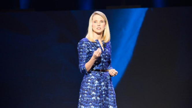 Marissa Mayer, CEO Yahoo, di panggung CES 2014, Las Vegas