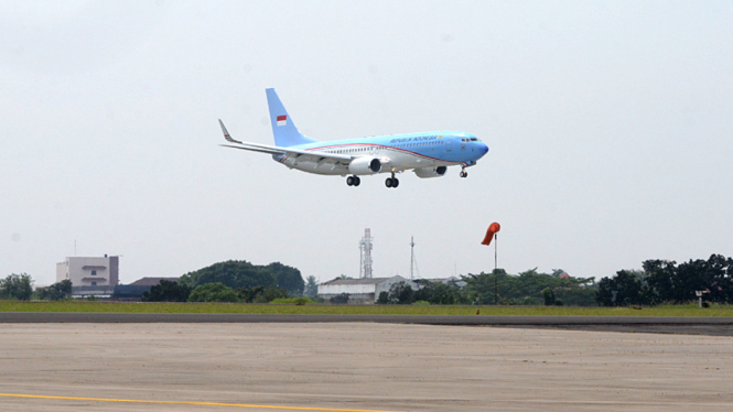Pesawat Kepresidenan RI Yang Baru Tiba di Bandara Halim