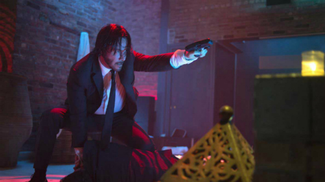 Aksi Keanu Reeves sebagai John Wick.
