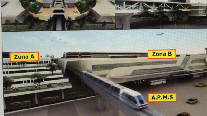 Maket Stasiun Kereta Api di dalam area Bandara Soekarno-Hatta, Tangerang, Banten