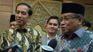 Presiden Jokowi saat berkunjung ke PBNU.
