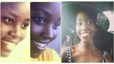 Ibunya (1983), Lupita Nyong'o (2015) dan Lupita Nyong'o memakai makeup.