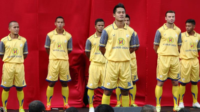 Skuad Barito Putera pada acara peluncuran tim untuk ISL 2015