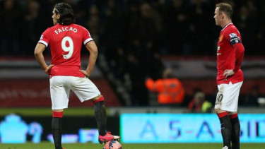 Pemain Manchester United, Radamel Falcao, dan Wayne Rooney