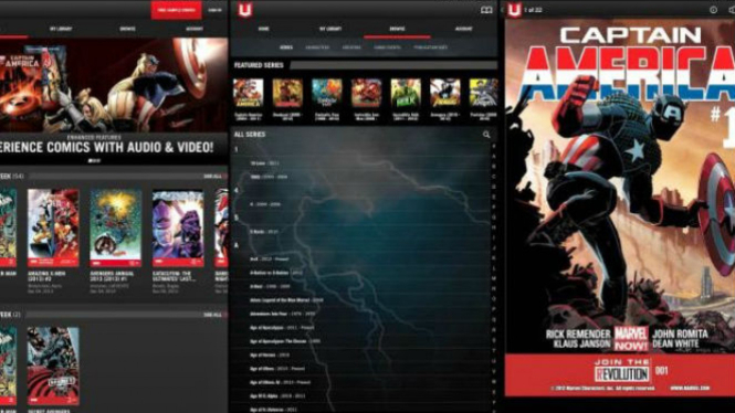 Aplikasi buku komik Marvel.