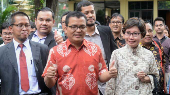 Denny Indrayana saat di Bareskrim Mabes Polri.