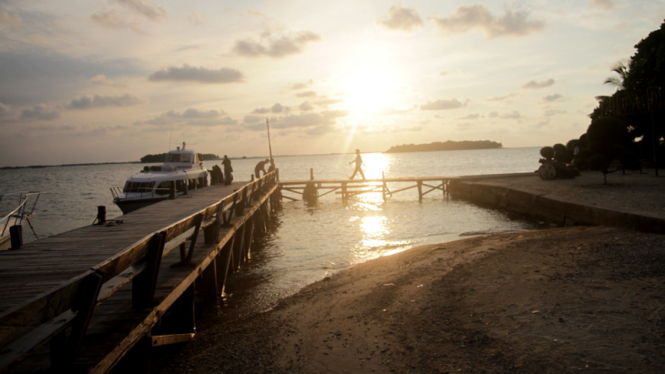 Pemandangan Pulau Bidadari, Kepulauan Seribu.
