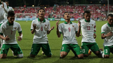 Pemain Timnas Indonesia U-23 merayakan gol di SEA Games 2015.
