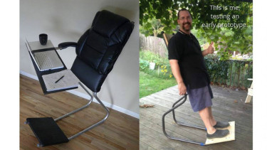 LeanChair (Kiri), Penemu LeanChair bersama prototipenya (kanan).