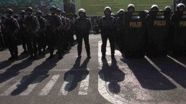 Ilustrasi polisi amankan jalannya aksi.