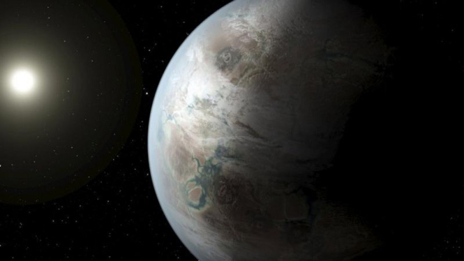 Ilustrasi planet dan Bumi.