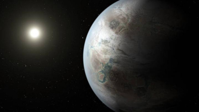 Gambar rekaan planet Kepler 452b yang dibuat oleh seniman.