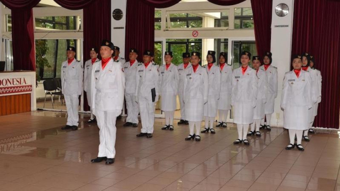 Barisan Paskibra di KBRI Den Haag Belanda