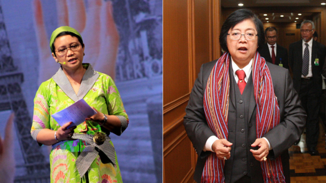 Gaya Fashion Menteri Siti Nurbaya dan Retno Marsudi
