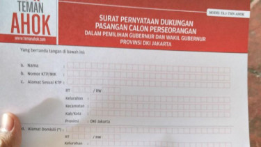 Formulir dukungan Ahok di Rusun Jatinegara