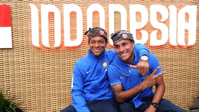 Dua pemain Inter Milan, Fredy Guarin dan Jeison Murillo di Milan Expo 2015
