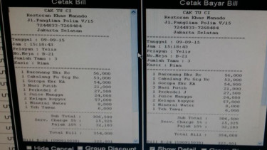 Bill restoran tempat Gayus makan.