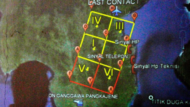 Peta pencarian pesawat Aviastar