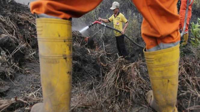 Pemadaman kebakaran hutan di lahan Gambut