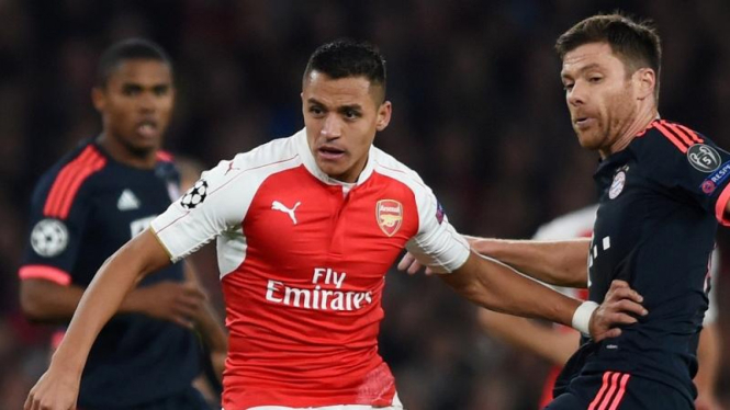 Pemain Arsenal, Alexis Sanchez, lawan Bayern Munich