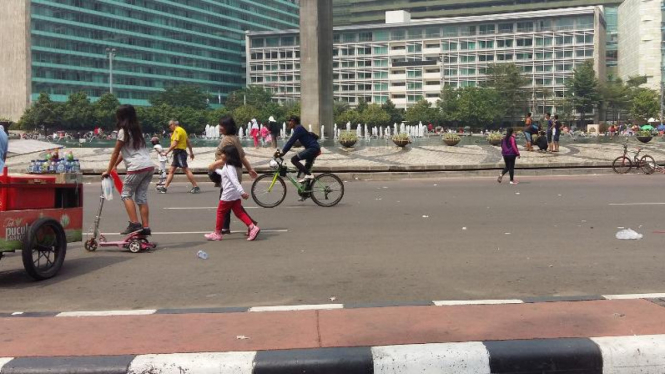 Suasana Bundaran HI saat Car Free Day.