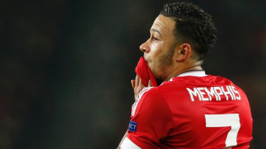Memphis Depay saat masih di MU.