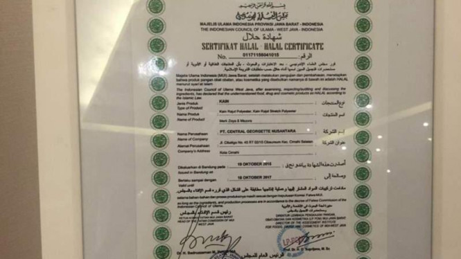 Sertifikat halal Zoya
