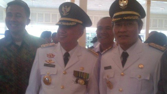 Bupati Bantul, Suharsono (kiri) dan Wakilnya, Abdul Halim Muslih (Kanan)