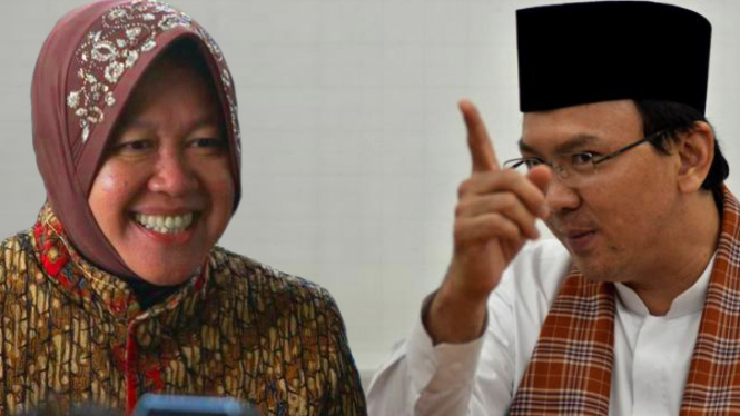Tri Rismaharini atau Risma dan Basuki T Purnama atau Ahok