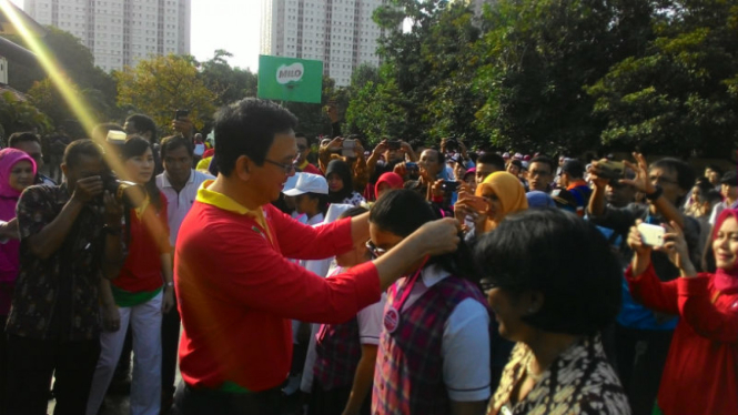 Gubernur DKI Jakarta, Basuki Tjahaja Purnama alias Ahok di SDN 01 Kelapa Gading, Jakarta Utara.