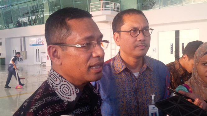 Menteri Perindustrian Saleh Husin di Garuda Mantanance Facility (GMF).
