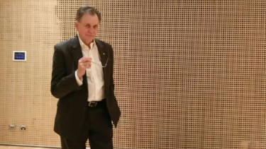 Barry James Mashall, peraih Nobel Kesehatan usai mengisi seminar di Kedubes Australia, Selasa (15/03/2016).