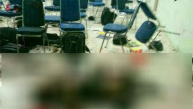 Kondisi ruangan di Gedung PKM Universitas Haluoleo (UHO), Kendari.