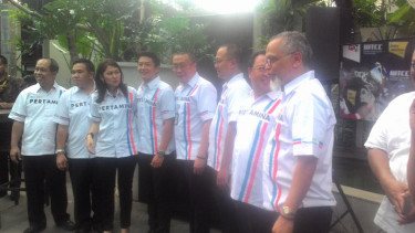 Pembalap F1 Rio Haryanto gelar Media Gathering di Jakarta, Kamis 7 April 2016.